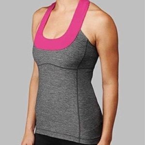 Lululemon Scoop Neck Racerback Tank Top Pink and Grey